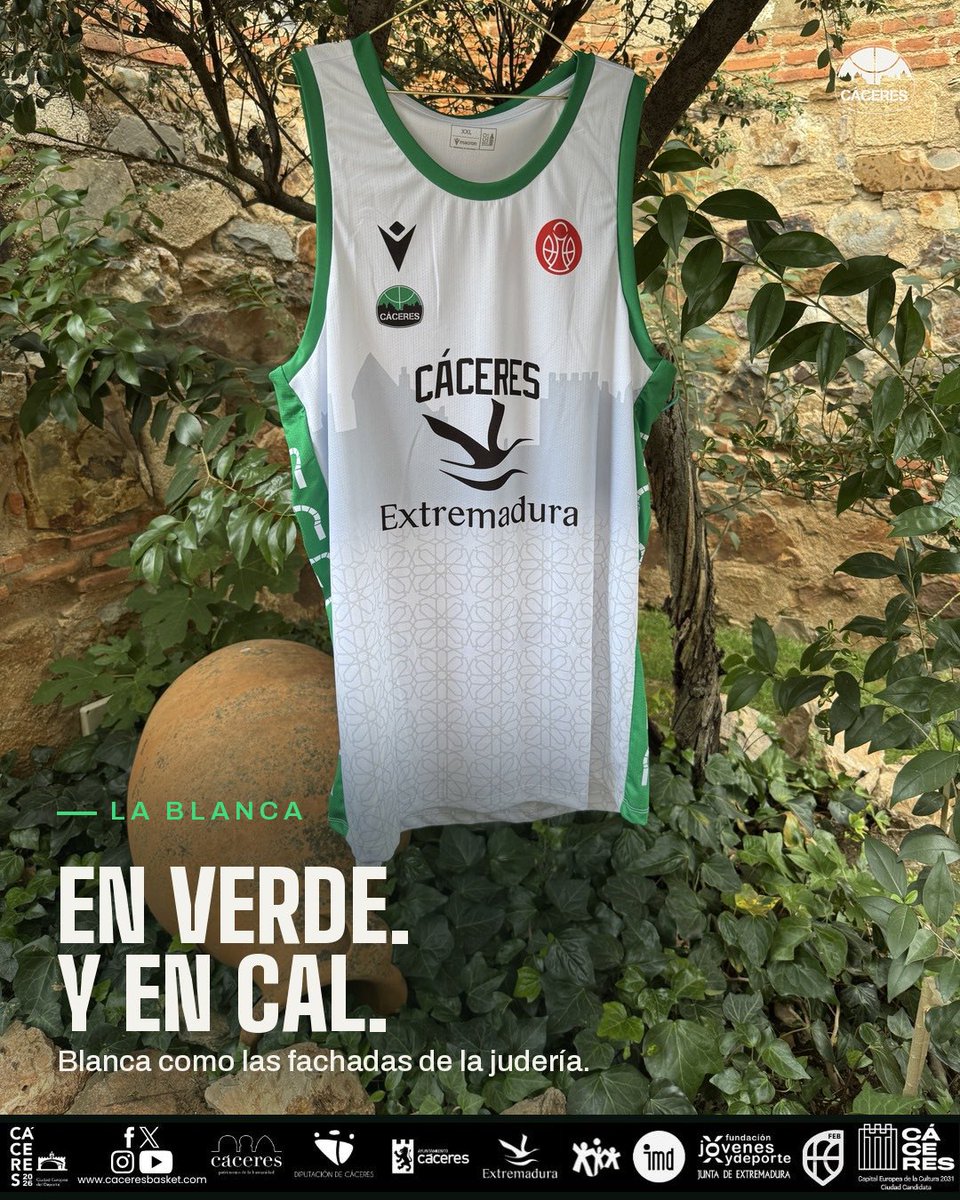 Caceres_Basket's tweet photo. Hay patrimonio que se debe llevar puesto.🏛️💚

La camiseta 26-27 lleva la ciudad monumental a la altura del corazón. En verde y en cal.

👕 Versión jugador · 40 €
👕 Versión fan · 20 €

👉Resérvala en el enlace o por DM ✉️

¿Verde o blanca? Te leemos👇

https://t.co/GGKcSB2PgW https://t.co/mOXXQX1jAa