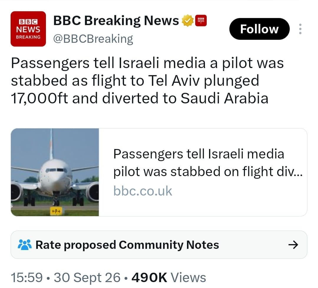 SourabhBakshi_'s tweet photo. Israel in the headline.
And suddenly the media vocabulary changes:
“Stabbing” → “altercation”
“Attack” → “incident”
“Hijack alert” → “fight”
“Violence” → “clash”
Same event.
Different framing.
Coincidence? You decide. https://t.co/jYuCSQYHrR