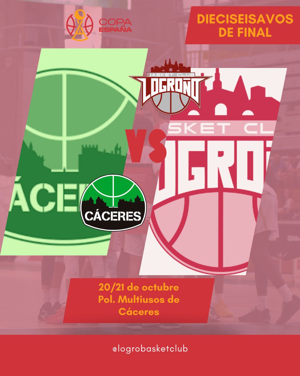 LogroBasketClub's tweet photo. LogroBasket Logi7 ya conoce su camino en #CopaEspañaFEB. Los #Blanquirrojos ⚪️🔴 visitarán a @Caceres_Basket el día 20 o 21 de octubre en la eliminatoria de dieciseisavos de final. 

https://t.co/xir8Sw5ljP https://t.co/28Br9pywTX