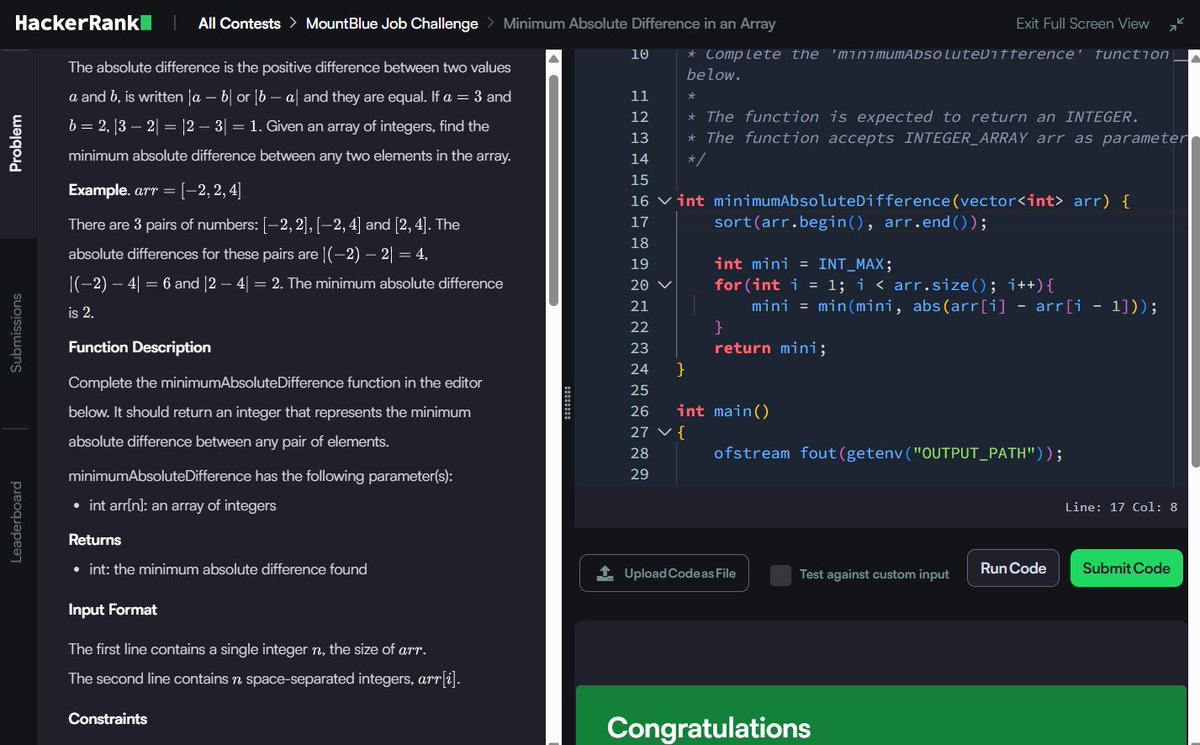 Muskanm_1227's tweet photo. Day 145/150 #150DaysOfCode | Daily DSA Practice Part 1 β‘
1. Minimum Absolute Difference in an Array: O(N log N) TC | O(1) SC
2. Mars Exploration: O(N) TC | O(1) SC
3. Electronics Shop: O(N log N + M log M) TC | O(1) SC
#DSA #HackerRank #Cpp #Coding #Assessment https://t.co/hd6BPYNWw4