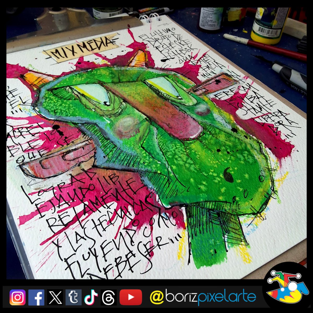 borizpixelarte's tweet photo. Sketchbook 2733 - mix media character
A CHARACTER BORN FROM COLOR π¨ποΈ
Cuando el caos de las texturas encuentra un personaje.
#FantasyIllustration #MixedMediaArt #CharacterArt #SketchbookArt #ExperimentalArt https://t.co/VrbR0VVIwg