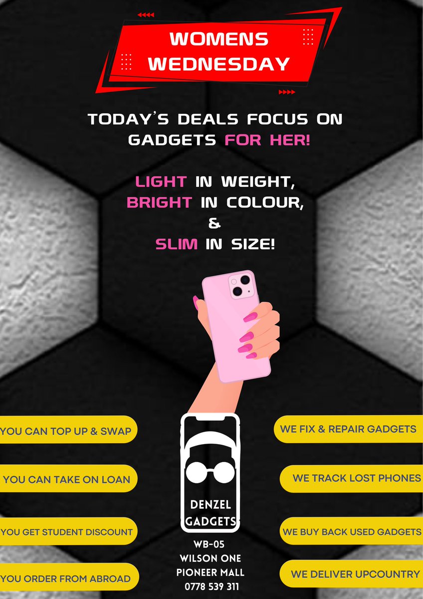 DenzelGadgets's tweet photo. Women’s Wednesday at @DGSuganda 

Check out our deals on WhatsApp : https://t.co/rDrEKCOove https://t.co/bOpd2VN9p3