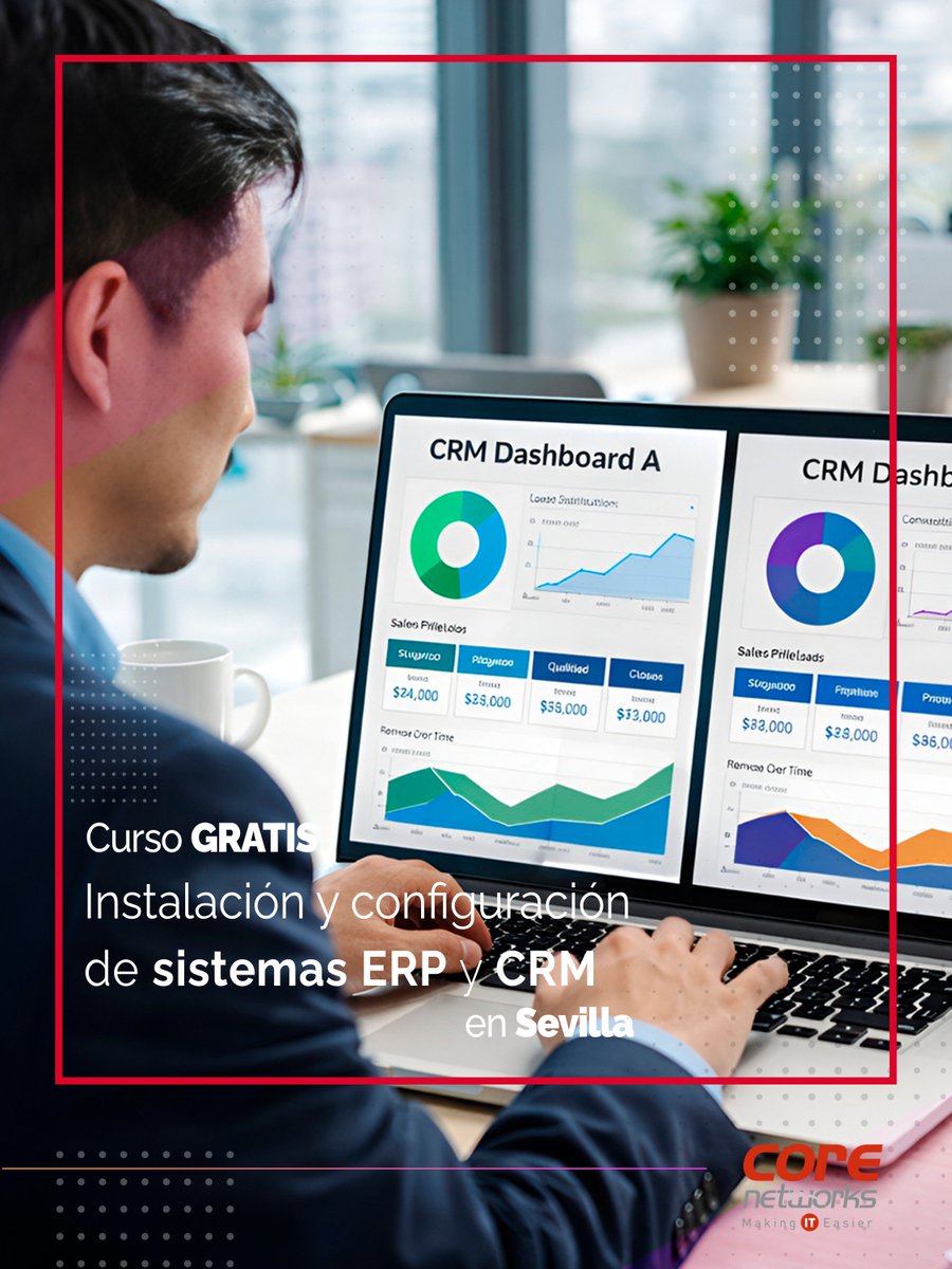 CoreNetworksSev's tweet photo. En breve comenzamos este curso  de administración de sistemas ERP y CRM ¡GRATIS! Presencial y 100% subvencionado, ¡solicita plaza! https://t.co/O6PUjt5oJm https://t.co/iFCfojtXpg