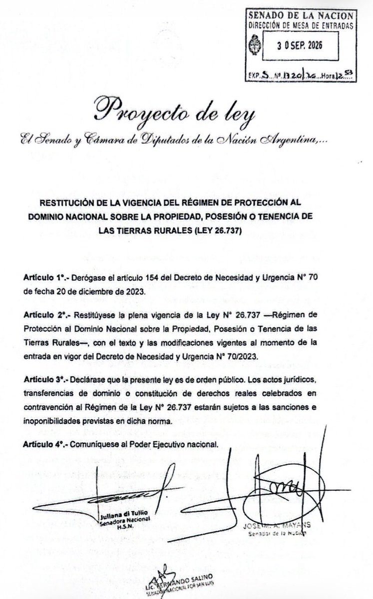 ibanezsoy's tweet photo. 🚨🚨🚨

En él Senado, se presentó proyecto del peronismo para derogar el artículo 154 del DNU 70/2023, el que acaba de recuperar vigencia gracias a un fallo de la Corte. https://t.co/QmWmzAMrQ7