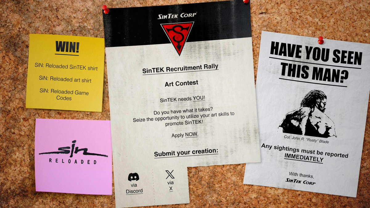 NightdiveStudio's tweet photo. Attention all aspiring SiNTEK employees, have you ever wanted to promote SiNTEK? Do you possess art skills and love winning prizes? Then you've come to the right place!

Enter via Discord or post and use hashtags #SiNreloaded and #artcontest ✏️ https://t.co/qIxbZpAVdt