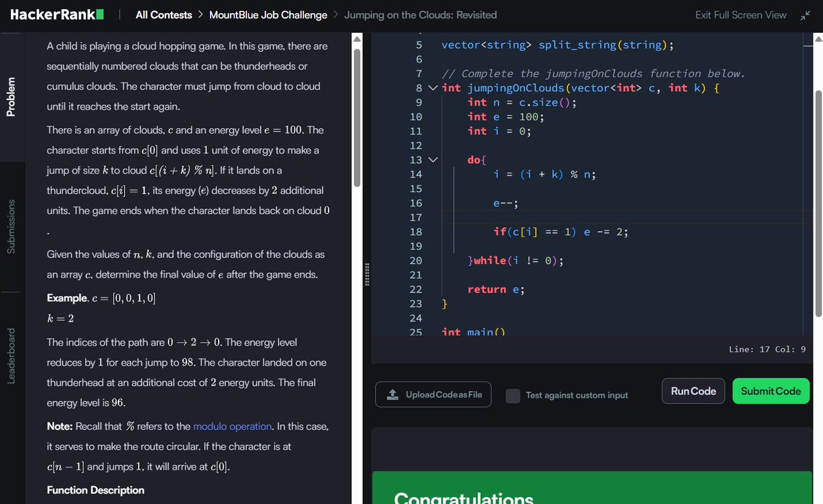 Muskanm_1227's tweet photo. Day 145/150 #150DaysOfCode | Daily DSA Practice Part 2 β‘
4. CamelCase: O(N) TC | O(1) SC
5. Viral Advertising: O(N) TC | O(1) SC
6. Jumping on the Clouds: Revisited: O(N/K) TC | O(1) SC
#DSA #HackerRank #Cpp #Coding #Assessment https://t.co/AOK9TRGw2Q
