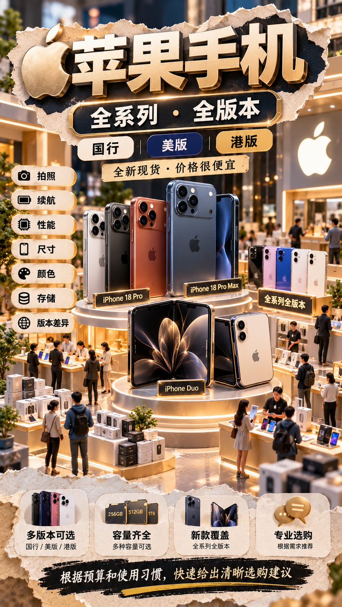 sophie_2qveu's tweet photo. 🍎 苹果15-苹果18的全系列全型号放在一起看，其实最该先删掉不适合自己的那一半。预算多少、要不要大屏、容量多大、拍照需求高不高、打不打游戏，五个问题答完，选择会立刻清楚很多。 https://t.co/d22IuFSUJG