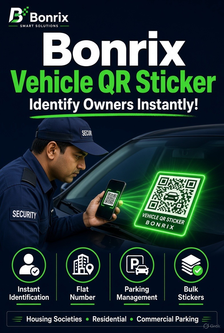 Bonrix's tweet photo. Bonrix Vehicle QR Code Sticker Management System for Housing Societies - Scan QR to Identify Owner, Flat Number &amp; Contact Instantly
https://t.co/fvxf4wi6SJ
#FleetManagement #TransportTech #SecureParking #DigitalSociety #SmartCityAhmedabad #VehicleTracking #QRCodeSolutions https://t.co/dc7Abpw49V