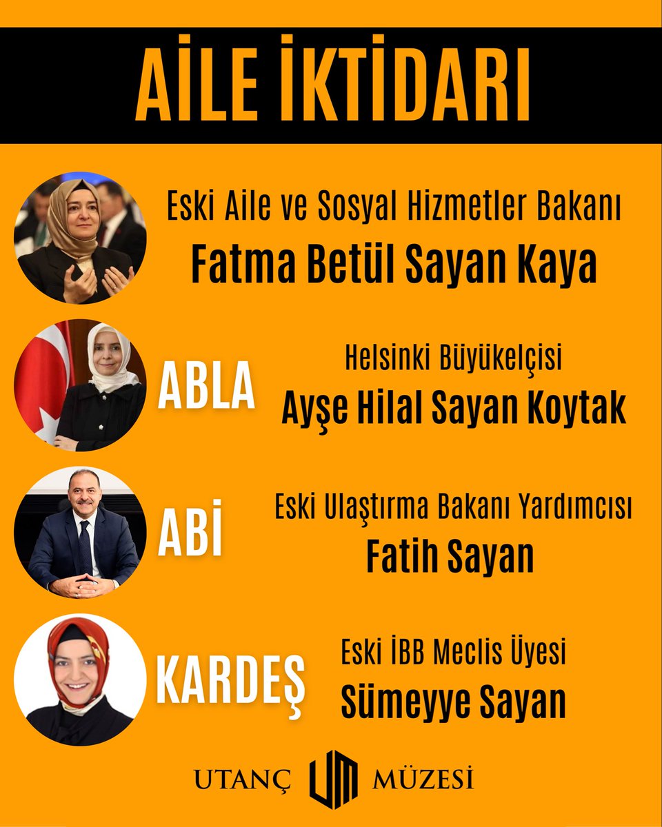 UtancMuzesiUM's tweet photo. Fatma Betül Satan Kaya’nın adının karıştığı fon skandalı ve ayrıca bir aileden dört kardeşin bürokrasideki bu görevleri, Türk ulusunun hafızasında, Utanç Müzesinde yerini almıştır. https://t.co/gEYxYk0SV7
