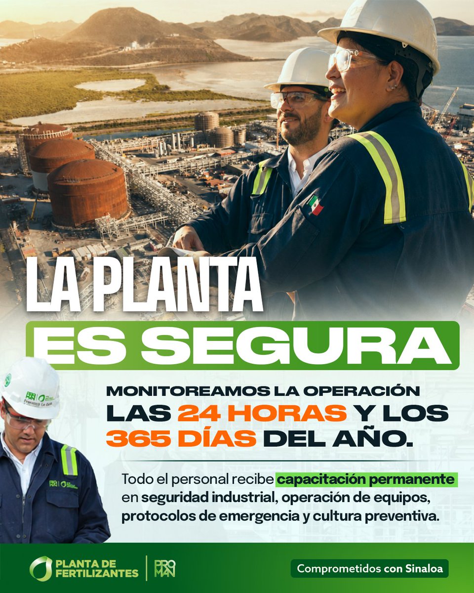 PlantaDeFertili's tweet photo. Nuestra seguridad 🛡️ se sostiene con vigilancia constante y personal capacitado 👷.
Conoce cómo cuidamos la operación cada día.
#Topolobampo #Sinaloa #ComprometidosConSinaloa https://t.co/kyKPv2NgQe