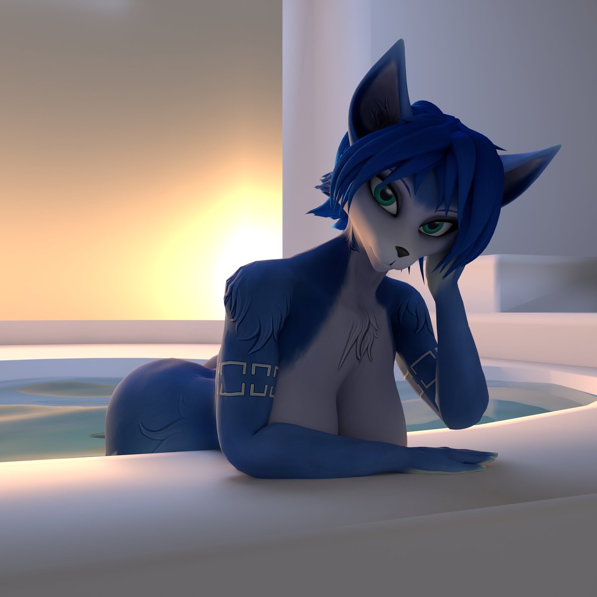 KrystalDraws's tweet photo. Another Krystal Render: "Chilling at the pool"

Learnt to make water also practiced some modeling to create the scenario. 

I was playing Super Mario Sunshine lately, wanted to recreate that Hotel Delfino Pool, I'll keep working on that and hope share it soon https://t.co/NLzsvMxrQH