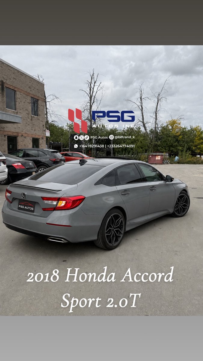 psgautos's tweet photo. 2018 Honda Accord Sport 2.0T

156k cedis including shipping to Ghana 

Vehicle Highlights:
 • 2.0T Engine
 • 106k miles
 • Knob gear
 • Automatic Transmission  ￼
 • Apple CarPlay and android auto 
 • keyless start and entry
 • collision mitigation system
 • sunroof 
 • Semi leather interior 

P.S All cars we post run and drive