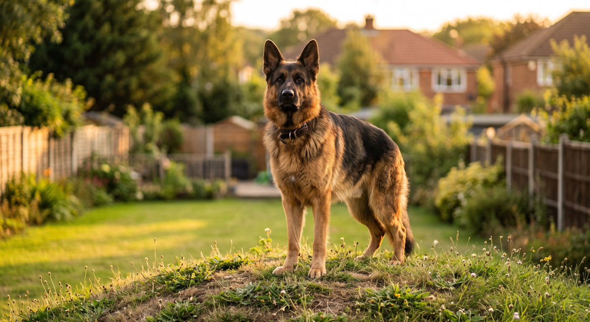 JamieFairc29036's tweet photo. The Backyard King 👑🐕 Every backyard has a ruler... and this German Shepherd knows exactly who it is. 
👇 Does your dog act like the king or queen of the house? 
#GermanShepherd  #GSDFans #DogLovers #PetLove #GermanShepherdLife #DogWorld #USA  #DogPhoto https://t.co/Pn4N3XZsNB