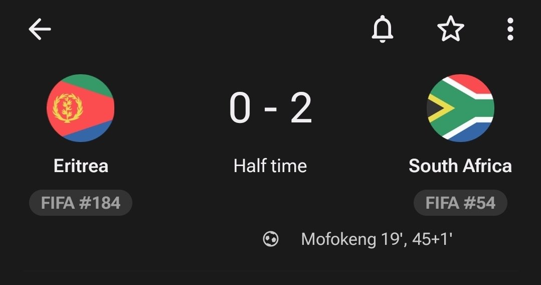 iamvic_______'s tweet photo. 1st 45 minutes of pure dominance from Bafana Rele with a brace. 2-0! 🇿🇦 https://t.co/58iUcqv4LS
