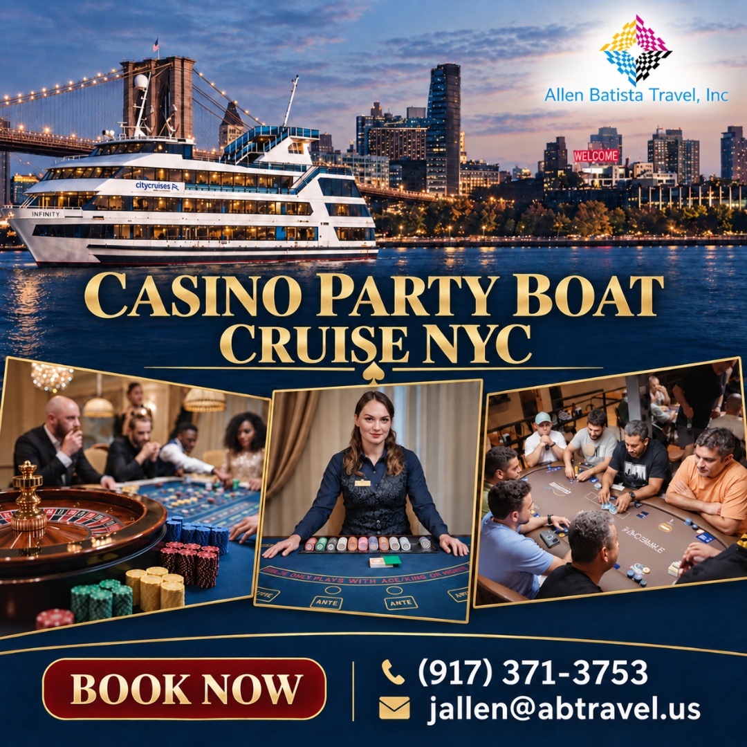 ABTravelUS's tweet photo. Take your next event beyond the ordinary with a casino party boat cruise in NYC! Perfect for fundraisers, team-building activities, and group celebrations! 
https://t.co/hclfFAYwPr
#CasinoPartyBoat #NYCBoatCruise #TeamBuildingNYC #FundraiserIdeas #NYCEvents #AllenBatistaTravel https://t.co/wGxYrVb9sb