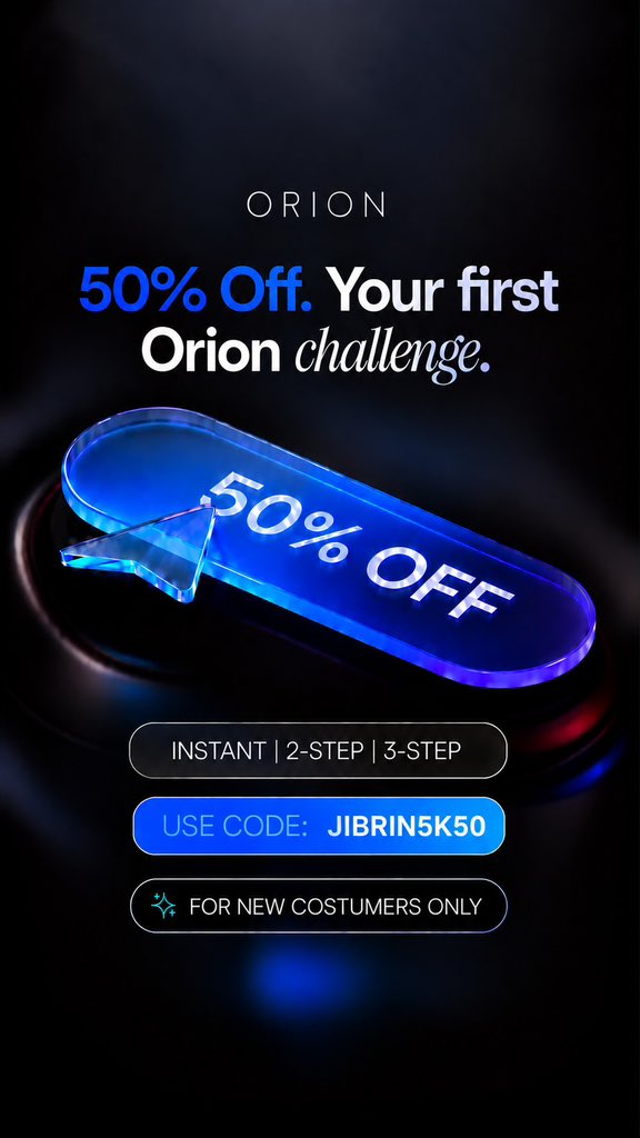 JIBRIN5k's tweet photo. 🚨 MASSIVE GIVEAWAY ALERT! 🚨

​We are teaming up with @Orionfundedcom to give away 5x $10,000 Accounts to 5 lucky traders! 🤑💼  

​📝 HOW TO ENTER

1️⃣ Must Follow:
@Orionfundedcom
@OrionAffiliates
@JIBRIN5k 
@Jibrinfx001 

​ 2️⃣ Like & Retweet / Share this post ❤️

3️⃣ Tag 3 fellow traders

 4️⃣ Use promo code  JIBRIN5k50

Winners soon  🎉