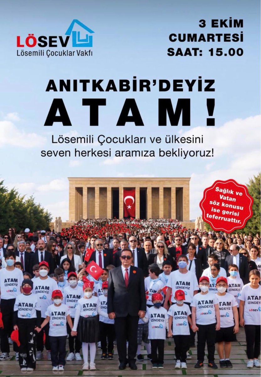 Emineuslu151720's tweet photo. Lösante Vefakar  Anneler  olarak çocuklarımızın umudunu büyütmek için 3 Ekim’de Anıtkabir’deyiz..
#3EkimdeLÖSEVleAnıtkabirde 

@ustunezer 
@hulya_unver 
@losev1998 https://t.co/bP2kk9hJrc