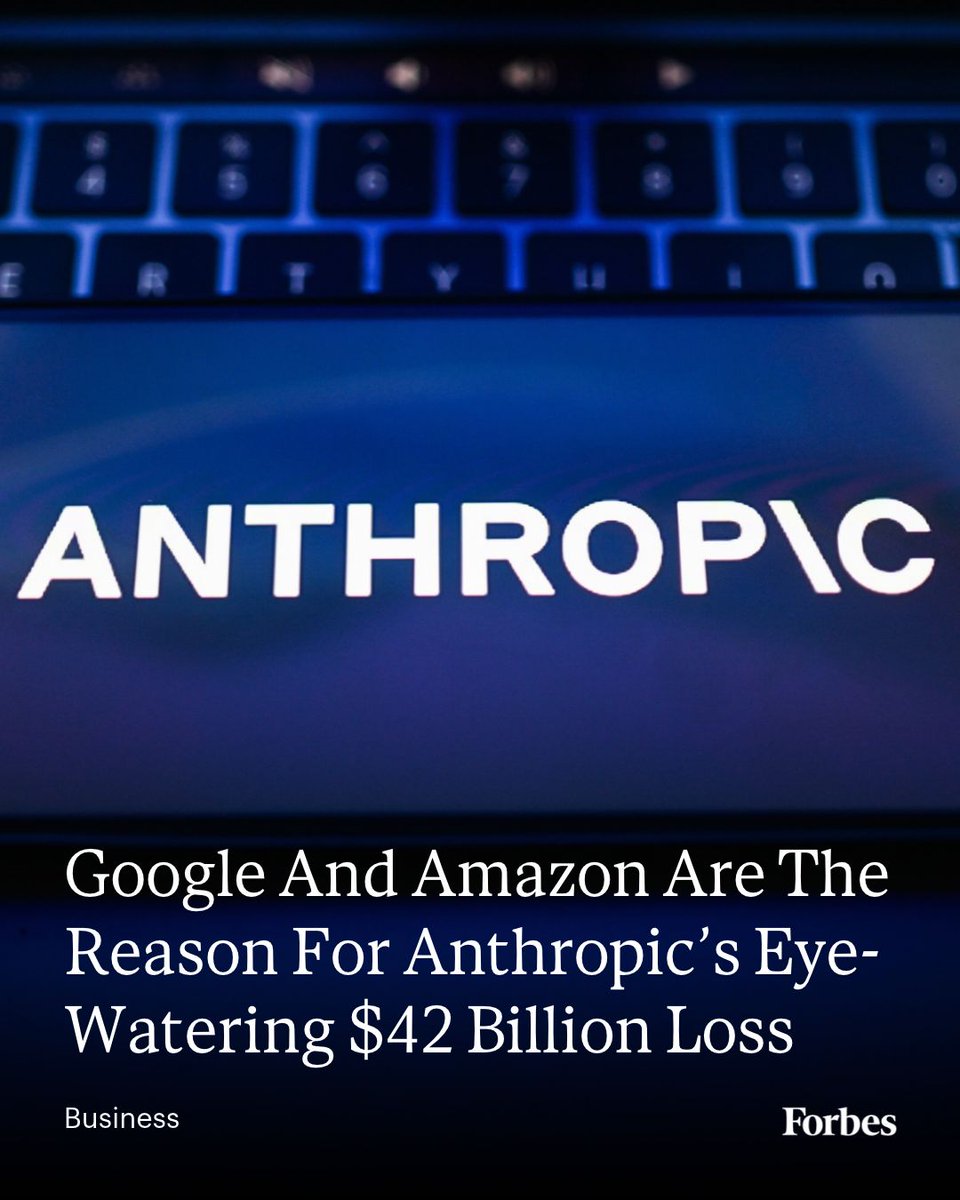 Forbes's tweet photo. A leak of Anthropic’s prospectus reveals that the AI giant made $4.6 billion, and lost $8 billion on an operating basis last year. But the total of its losses last year was a whopping $42 billion.
Read more: https://t.co/5PRtnaXPjA
📸: Omar Marques/SOPA Images/LightRocket via Getty Images
