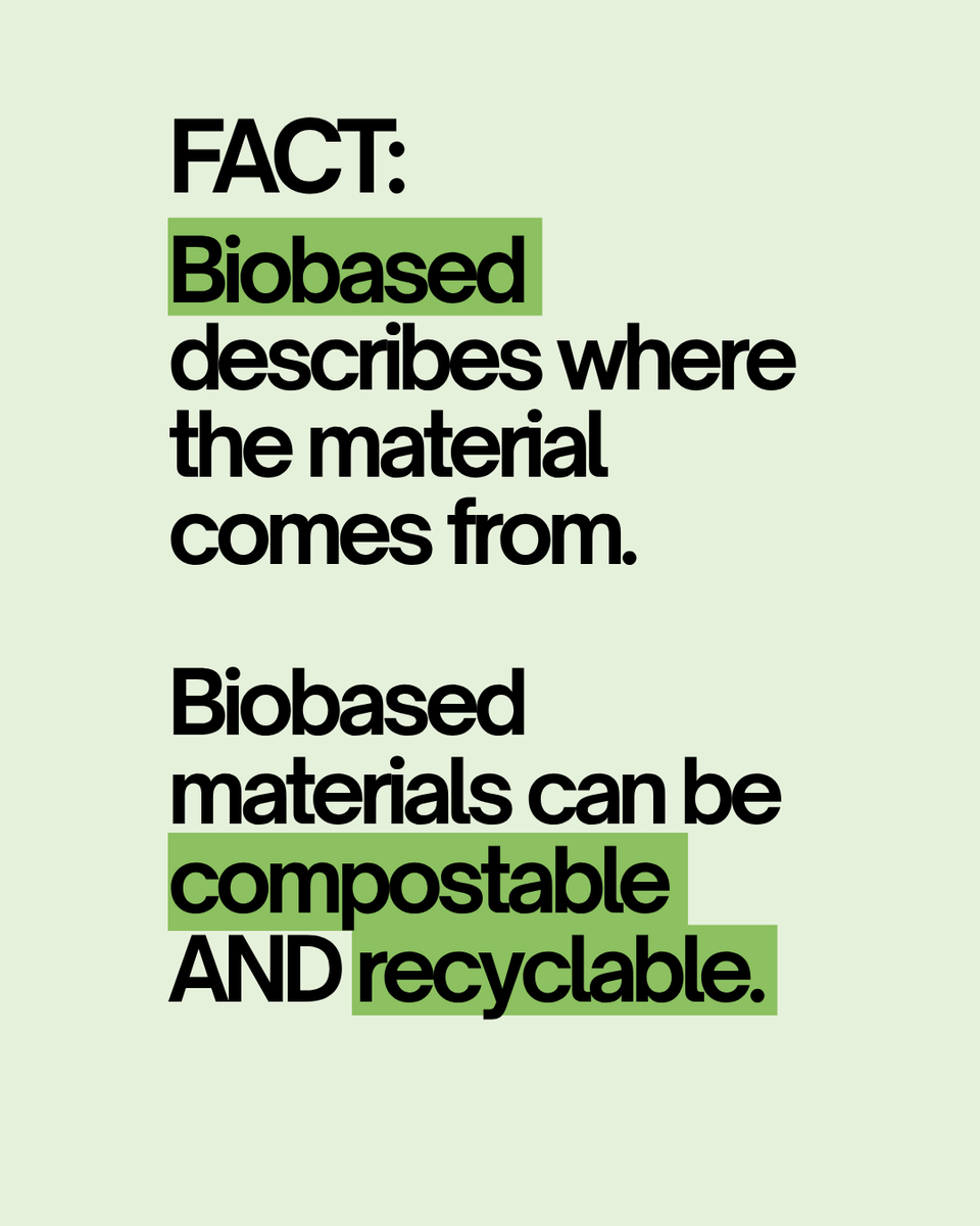 PLASTICS_US's tweet photo. 🌱 Not all bioplastics are compostable.

Some biobased plastics, like bio-PP and bio-PE, are chemically identical to conventional plastics and can be recycled in existing recycling streams where accepted. ♻️

Biobased = where it comes from.
Recyclable or compostable = how it's managed at end of life.

#BioplasticsWeek #Recycling #Bioplastics