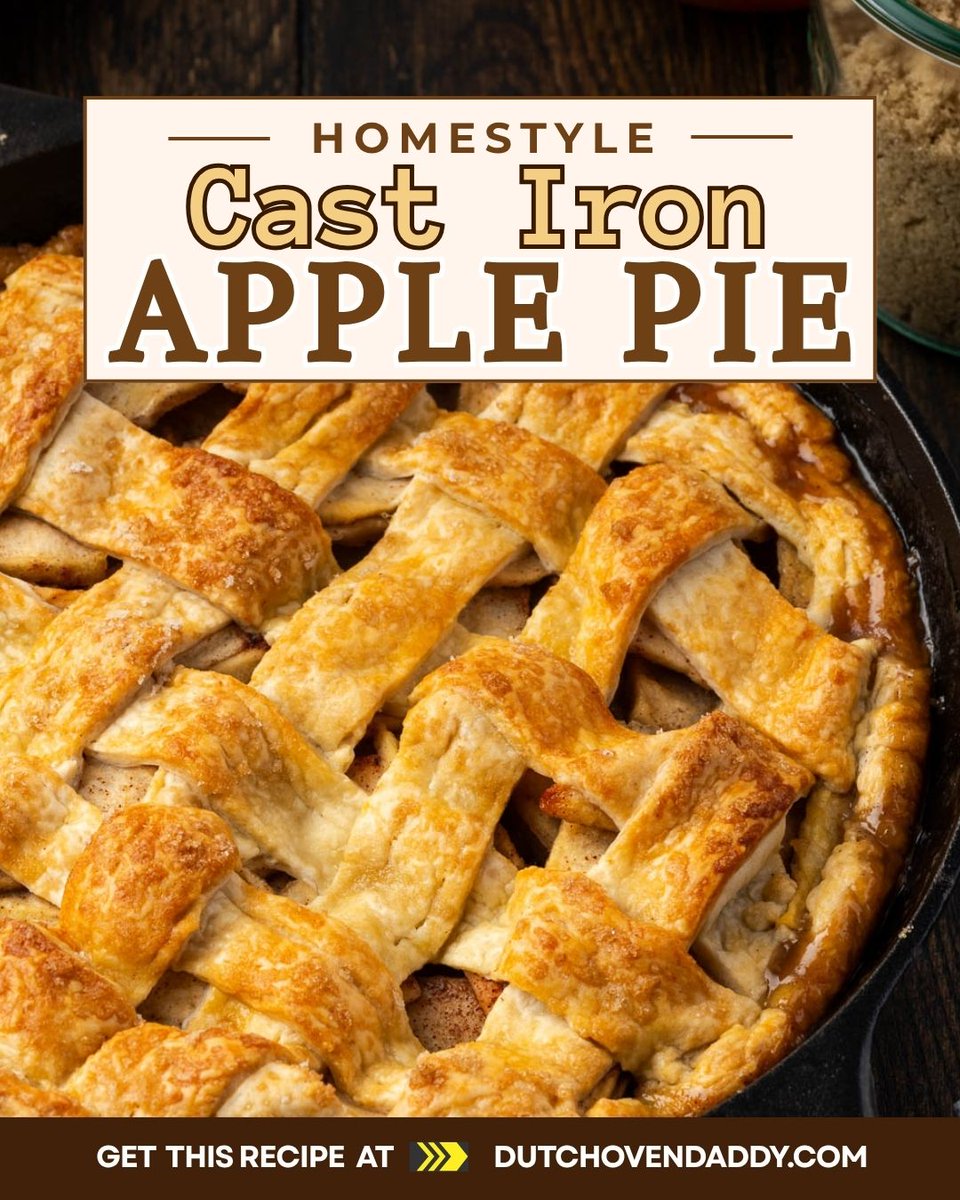 dutchovendaddy's tweet photo. 🍎🥧 Homestyle Cast Iron Apple Pie is flaky, cinnamony, and bubbling at the seams for the dessert that closes out September right.
Is there a better smell than apple pie in the oven?

#ApplePie #FallBaking #AppleSeason #HomeCooking #CastIronCooking #DessertIdeas https://t.co/grszQI7I8l