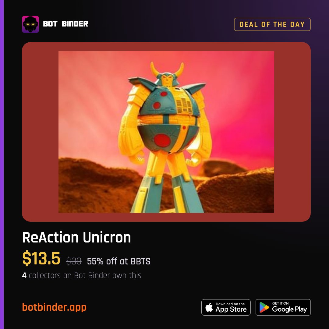 BotBinderApp's tweet photo. 4 collectors on Bot Binder own this ReAction Unicron. That's 4 people who look at a planet-eating god of chaos and think "cute, $13.50.

https://t.co/XSbYYpntPW
#Transformers #Unicron

Track deals like this. Join us on Bot Binder. https://t.co/JTbw642v0i