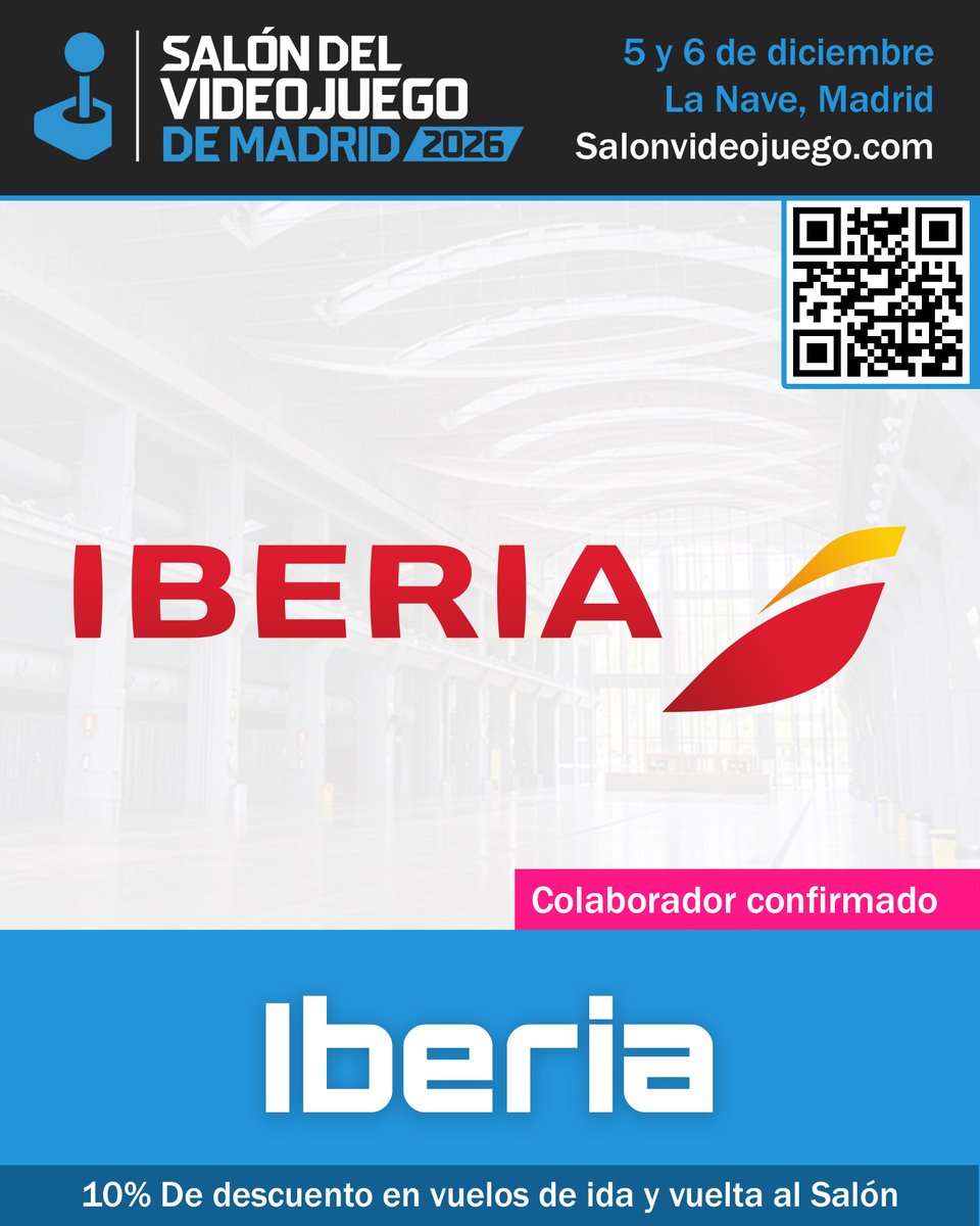 salonvideojuego's tweet photo. ¿Vienes al Salón del Videojuego desde fuera de Madrid?

@Iberia os ofrece un 10% de descuento en vuelos desde todo el territorio nacional a Madrid en las fechas cercanas a la feria.

Descubre cómo conseguirlo en https://t.co/yojA5enerj https://t.co/Iifz1gO4mM