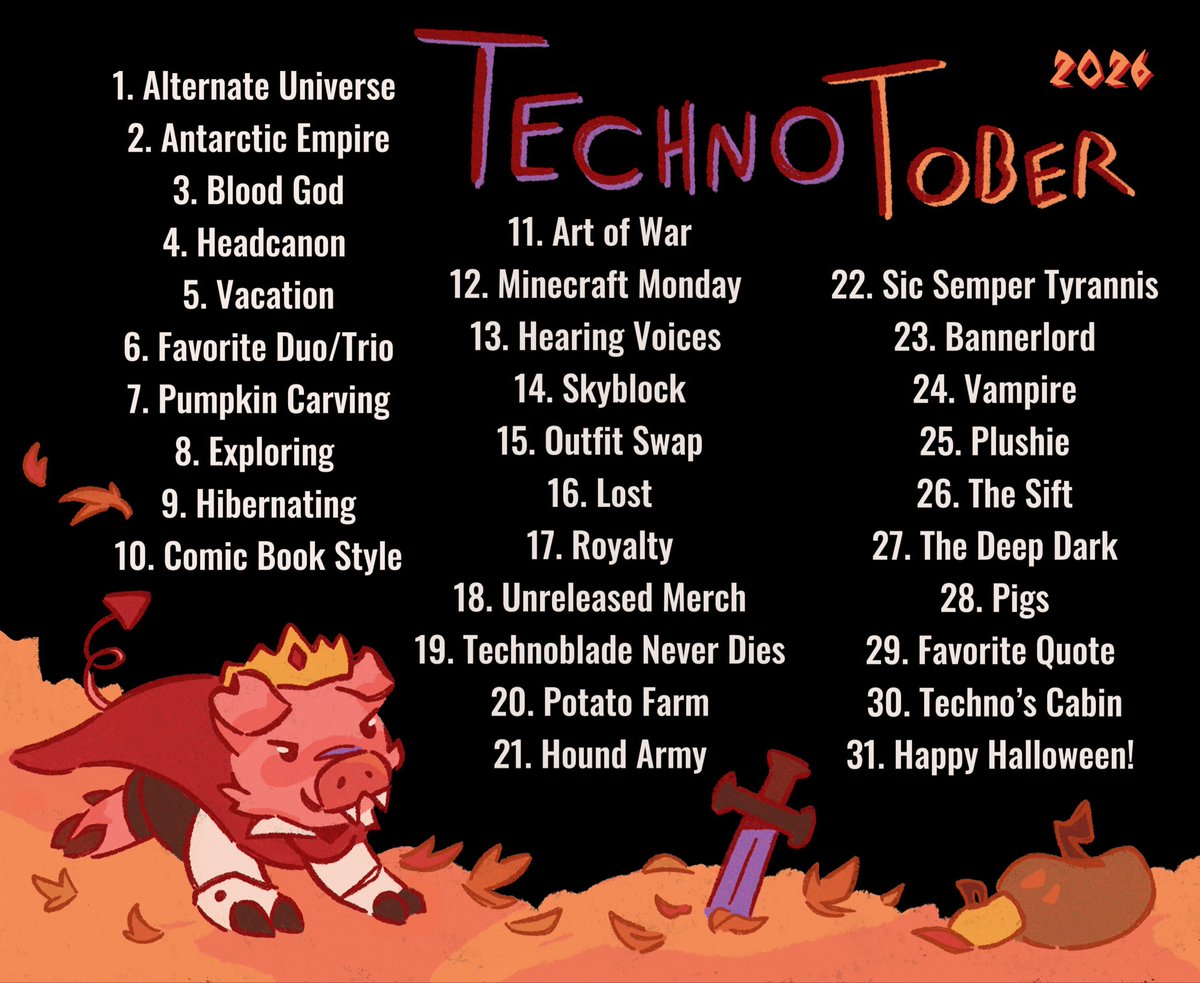 calciferiguess's tweet photo. TECHNOTOBER PROMPT LIST🗣️🗣️🗣️🔥🔥 
GO CRAZY

#technotober #technobladefanart https://t.co/ziA4Kzhv4w