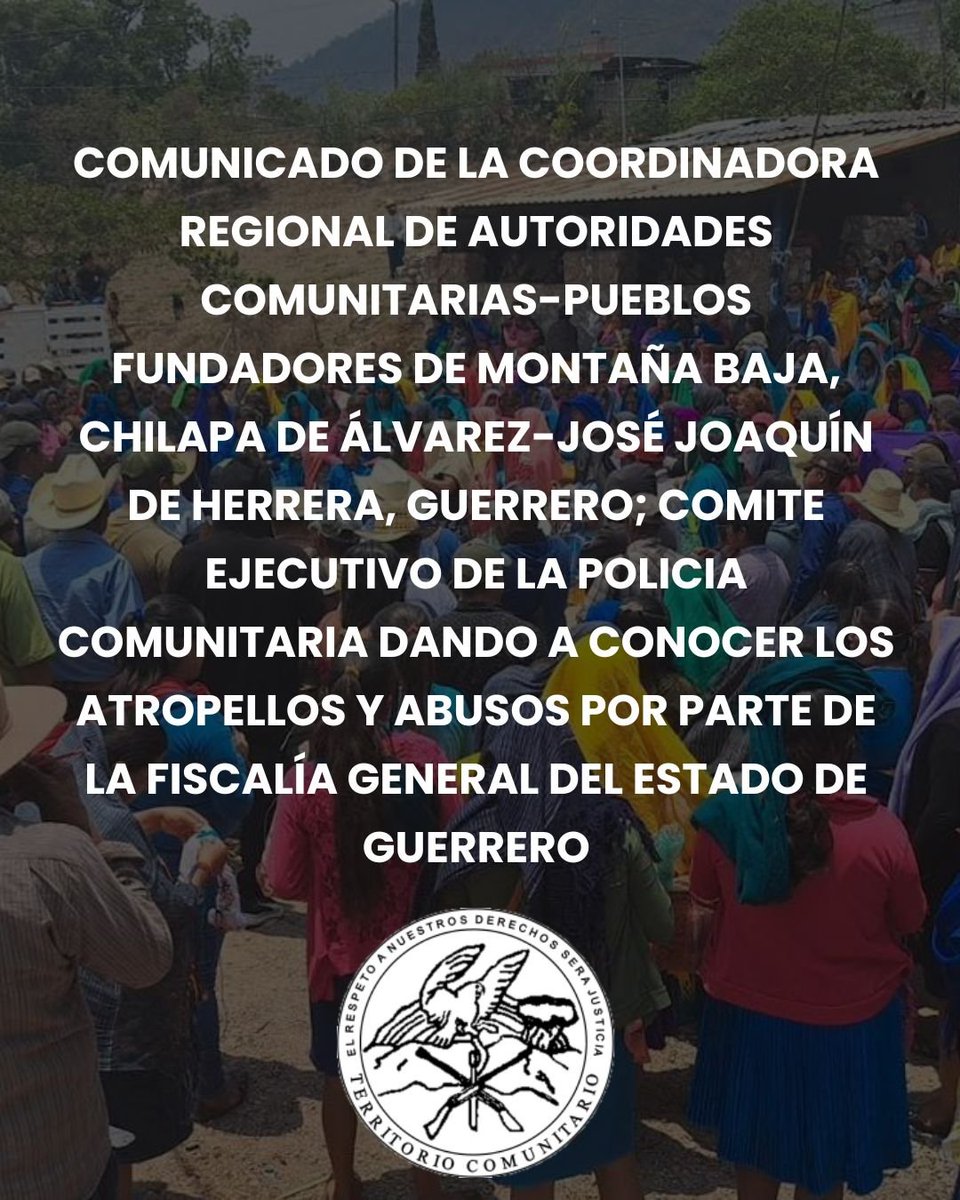 CNI_Mexico's tweet photo. COMUNICADO DE LA COORDINADORA REGIONAL DE AUTORIDADES COMUNITARIAS-PUEBLOS FUNDADORES DE MONTAÑA BAJA, CHILAPA DE ÁLVAREZ-JOSÉ JOAQUÍN DE HERRERA, GUERRERO; COMITE EJECUTIVO DE LA POLICIA COMUNITARIA

https://t.co/ff7Ab6By7S https://t.co/nX3miOcBm8