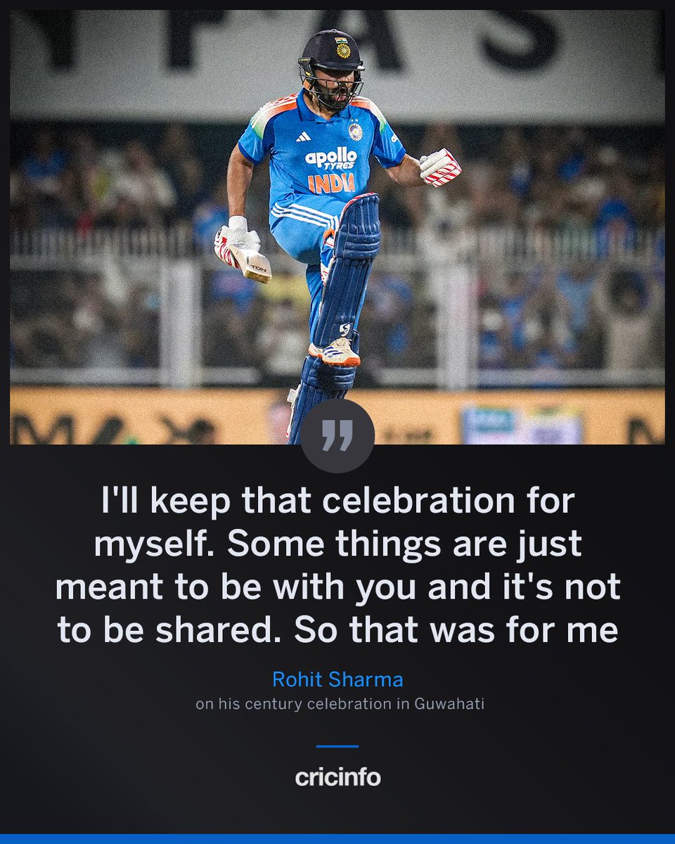 cricinfo's tweet photo. “I’ll keep that celebration for myself” 👀

What do you think Rohit Sharma’s celebration meant? 😅 https://t.co/la25BxZKxh