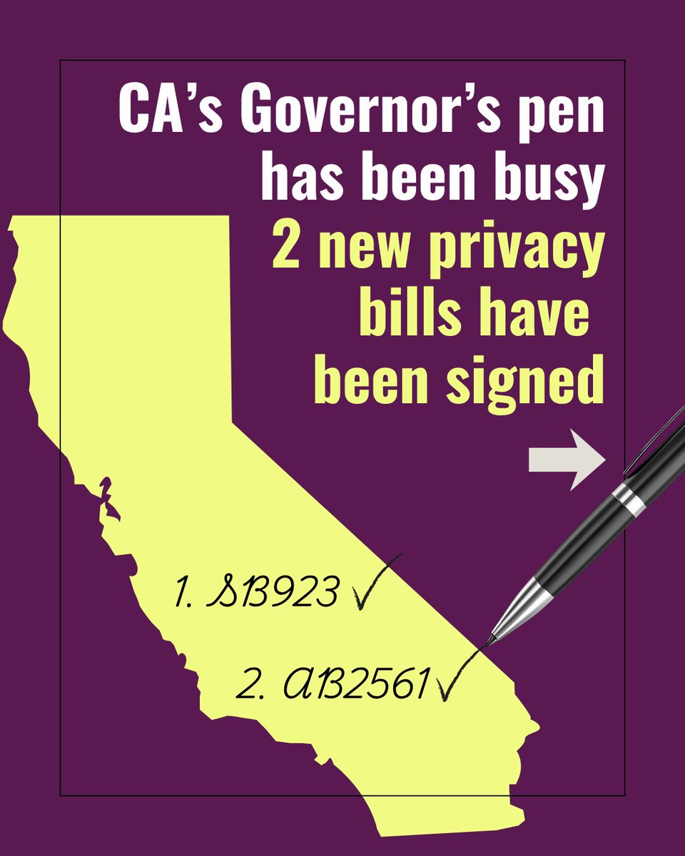 termageddon's tweet photo. Two new privacy bills have been signed by the California Governor. One will impact California's largest privacy law: CPRA (previously CCPA) https://t.co/syg76NKMSH