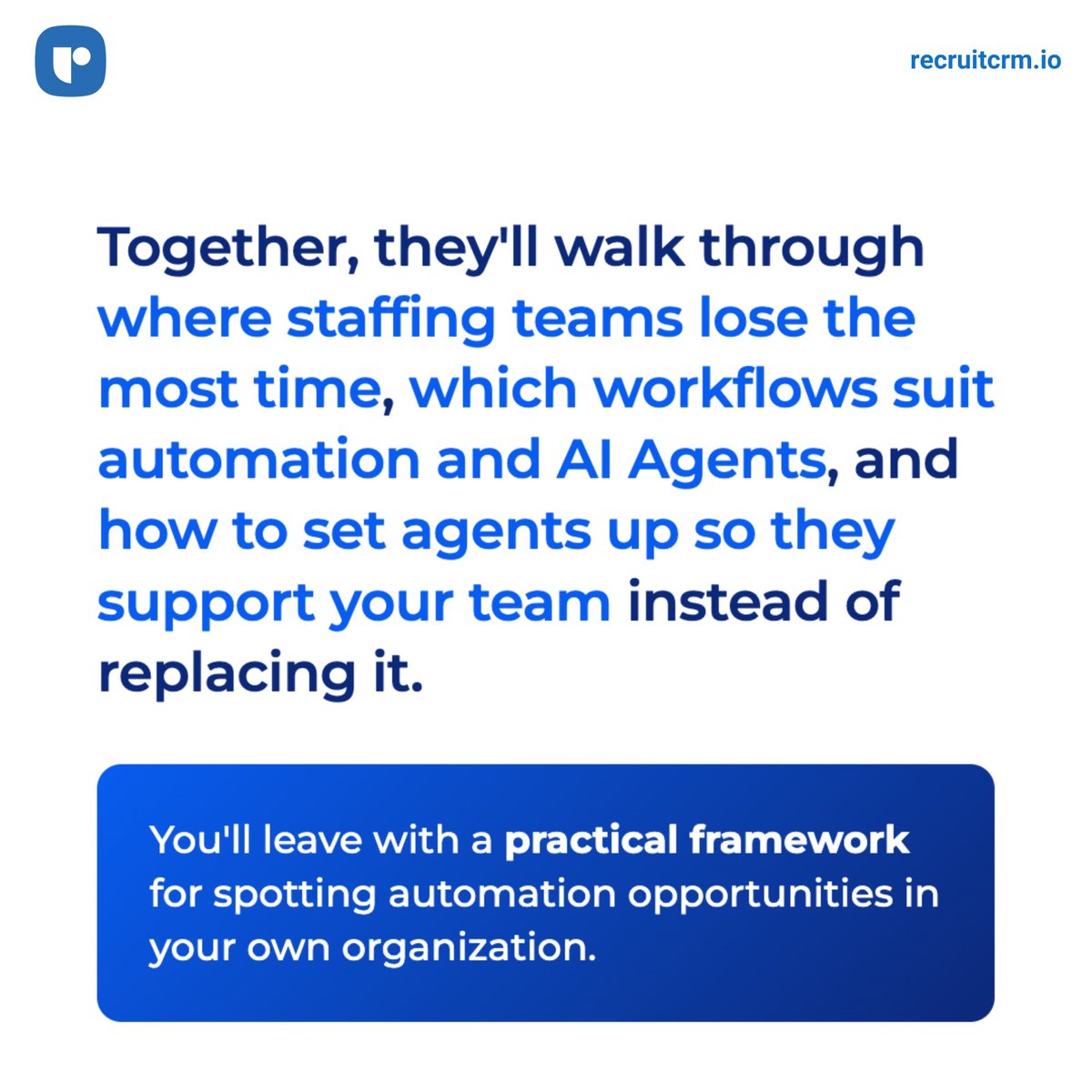 CrmRecruit's tweet photo. Which workflows should you automate first, and where do AI Agents fit alongside your team?
Operations and AI leaders share their approach live on October 20.
Save your seat: https://t.co/cqlNnELuAN
#recruitcrm #livewebinar #recruitment https://t.co/cVJsdjnGWw