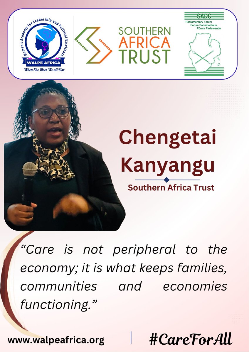WALPEAfrica's tweet photo. A care-centred economy asks us to redesign how care is organised.
Families, communities, employers, markets and the state all have roles to play.
#Letsgo5050 #ClimateJustice https://t.co/GJJJNDhOI7