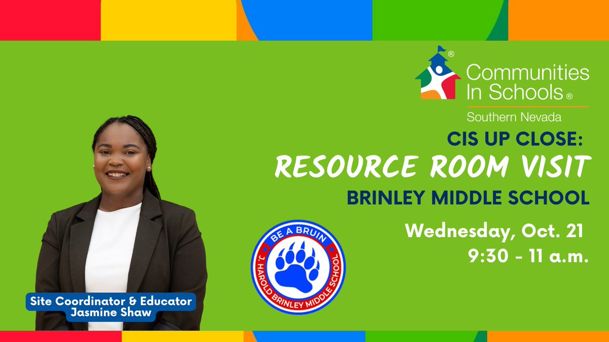 CIS_Nevada's tweet photo. Here’s your next chance to get a behind-the-scenes look at CIS! 👀
Join us at Brinley Middle School on 10/21 to meet Site Coordinator Jasmine, get a tour of the Resource Room, and learn how CIS makes a difference! 
Register at: https://t.co/rTFzntF2dV 
#AllinforKids https://t.co/Auc8GIyBI4
