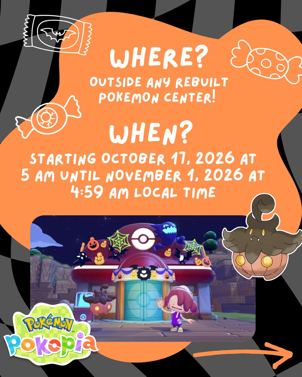 ciarupcollects's tweet photo. Halloween pokopia event coming 10/17!! I’m excited!! Was just wondering if there was going to be a Halloween event yesterday on stream! 🙌🏻🙌🏻 https://t.co/iLl0QXlCPu