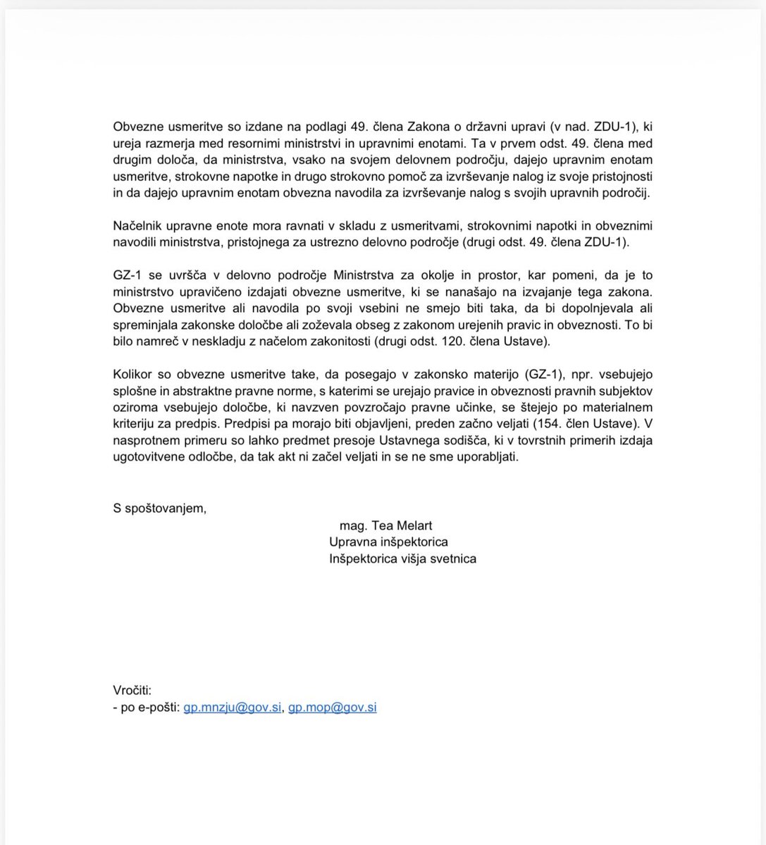 polona_rifelj's tweet photo. Polena pod noge nas ne bodo ustavila

Z ministrom Francijem Matozom želiva ljudem olajšati postopke pri pridobivanju gradbenih dovoljenj in zmanjšati nepotrebno birokracijo. Zato sva UE dala usmeritve za bolj enotno in učinkovito odločanje.

Sledila je prijava na upravno inšpekcijo.

Inšpektorat je potrdil pravno podlago za izdajanje takšnih usmeritev. Objavljam njegov odgovor.

Mi pa z debirokratizacijo nadaljujemo. @vladaRS