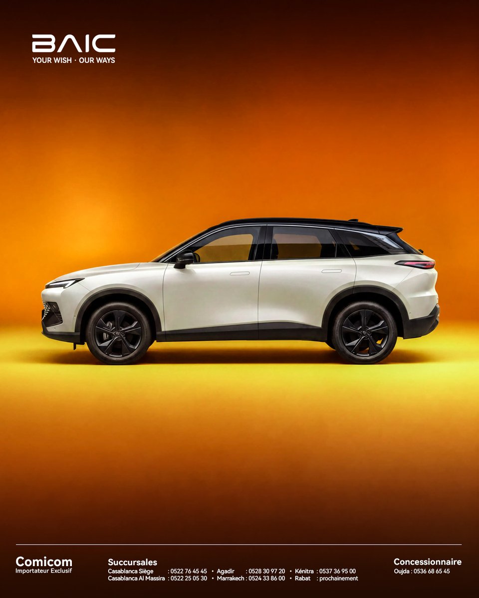 BaicMaroc's tweet photo. BAIC X55 : Conçu pour ceux qui aiment allier prestance et performances au quotidien.

Découvrez le sur : https://t.co/cR4we241mD
Ou contactez nous sur le numéro suivant : ☎ 05.22.76.45.45

#BAIC #X55 #BeBaic #YourWishOurWays https://t.co/Qu3wmRDQcO