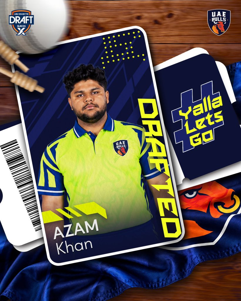 BullsT10_'s tweet photo. More than just another name on the draft list, Azam Khan brings the kind of batting power that can change the momentum of a game.

Welcome to the Bulls, Azam!

#UAEBulls | #YallaLetsGo |  #AbuDhabiT10 | #CricketsFastestFormat | #InAbuDhabi

{UAE Bulls, Abu Dhabi T10, Draft 2026} https://t.co/CR7lHj5SOc