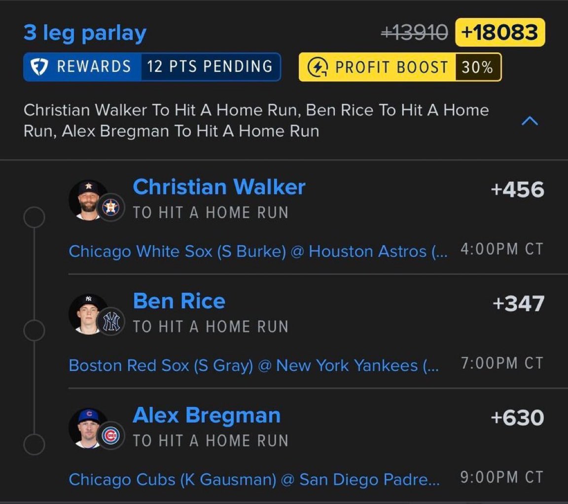 cashflowsports2's tweet photo. 💣 MLB Home Run Lotto (+18083)

📊 Built with the SmartPicks tool.

🔗 https://t.co/xpJv17ZRtP

#NBA 🏀 | #WNBA | #CBB 🏀 | #Fanduelparlays 🔐 | #PROPS | #POTD 📋 | #Picks | #MLB ⚾ | #Gambling𝕏 | #Parlay @Playbook https://t.co/nEPt8iQOO7