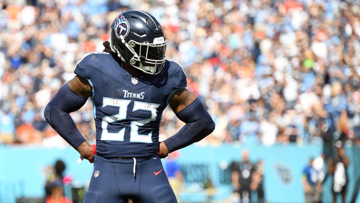 nflrums's tweet photo. 🚨 Derrick Henry confirmed the #Titans didn't try to retain him before he joined the #Ravens https://t.co/bgLRIoROem