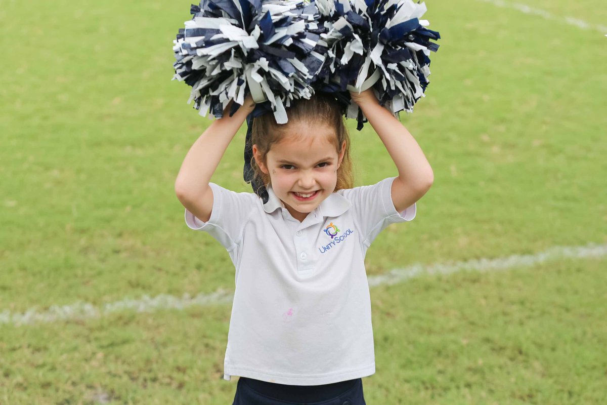 UnitySchoolFL's tweet photo. 📣 Our K-2 cheerleaders brought incredible school spirit and extra cuteness to yesterday's Flag Football game! 🏈 Through this energetic enrichment, they are learning foundational skills, building coordination, and developing teamwork. Let's go, Mustangs! 💙🧡

#UnitySchoolFL https://t.co/wTcBIz6ytf