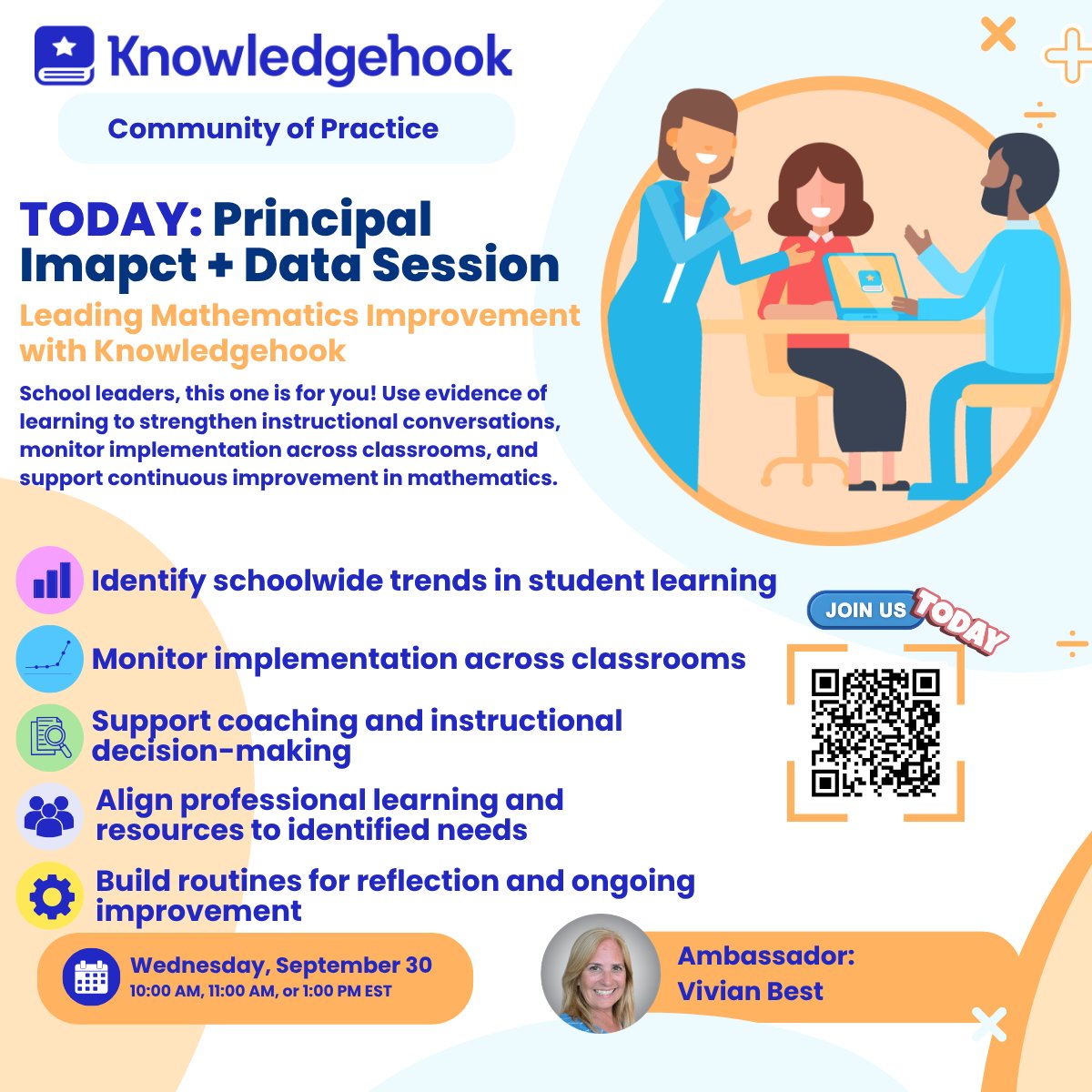 knowledgehook's tweet photo. 📣 Principal Impact: Leading Mathematics Improvement with Knowledgehook

A session for school leaders focused on using coaching &amp; data-informed decision-making to strengthen outcomes.

📅 Sept. 30
🕙 10 AM EST
🕚 11 AM EST
🕐 1 PM EST
🎤 Vivian Best

🔗 https://t.co/e3y0ir7GJ9 https://t.co/ND4LUUlDsb