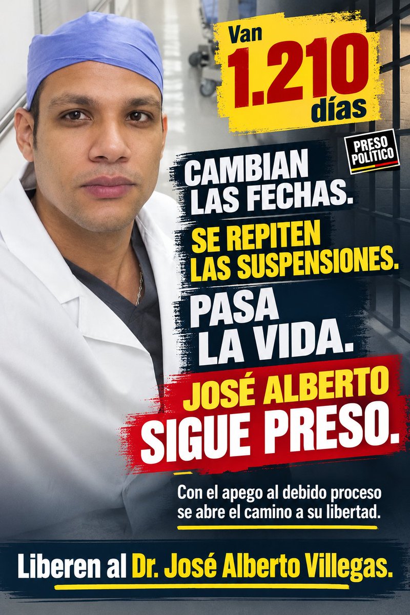 JoseAVJLibertad's tweet photo. Ya son 1.210 días después…

Más de TRES AÑOS…

PASA LA VIDA.

JOSÉ ALBERTO SIGUE PRESO.

¿HASTA CUÁNDO?

¡LIBÉRENLO YA!

#Liberenalospresospoliticos

@Migue1Caro
@Naky
@LuisCarlos https://t.co/1TGZG0EzSJ
