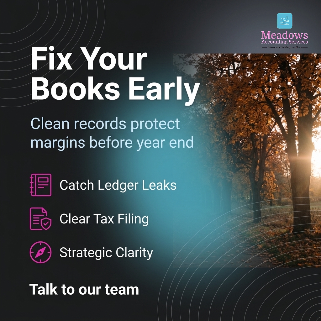 lmeadowsacctg's tweet photo. Waiting on clean books costs real profit.

Catch bookkeeping errors early to keep your cash where it belongs.

Get clear financial reporting with Meadows Accounting Services: https://t.co/vxVtLf9EeZ

#SmallBusiness #Bookkeeping https://t.co/qQRU1kntKm