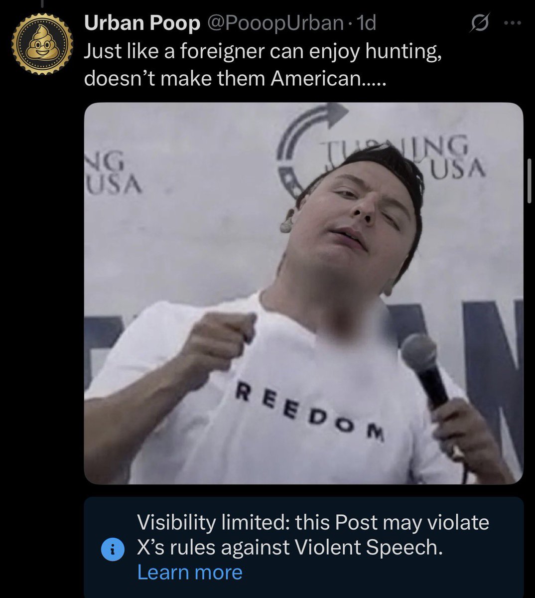 PooopUrban's tweet photo. That Asperger’s retard Elon Musk is all for free speak until it’s something he doesn’t want on his platform, Fuck that cunt as well 😂 https://t.co/6iImsgWZEj