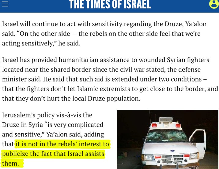 FORTRESSMAXXING's tweet photo. 🇮🇱🇸🇾 Israeli Defense Minister Moshe Yaalon, 2015:  

Israel has provided aid to Syrian rebels on the condition that they do not harm the Syrian Druze.

It is not in the Syrian rebels' interest to publicize the fact that Israel assists them. https://t.co/9IF1KMv4EV