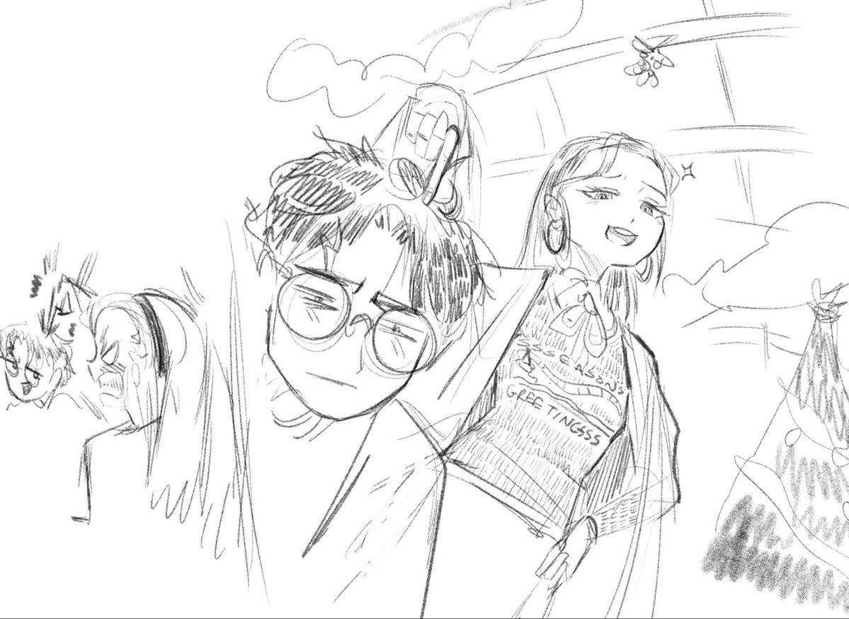 ammonoid9's tweet photo. "Poor Saint Potter, alone again on the holidays? Where's Ron and Hermione, on a date in Hogsmeade? Hmmmmm?"

"What about you? Your father get tired of you yet?"

"As a matter of fact, I am actually still being punished for what you dragged me into last year!  You still owe me!" https://t.co/JD9tvyzxlU