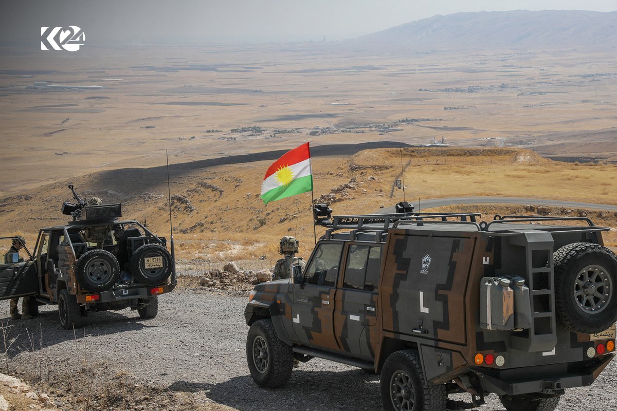 K24English's tweet photo. Peshmerga Forces Guard Fortified Peaks of Mount Qarachokh South of Erbil

From the fortified peaks of Qarachogh Mountain south of Erbil, Peshmerga forces stand guard at their forward positions, monitoring a developing security landscape approaching Iraq.

📷 Photo: SAFIN HAMID/ Agence France-Presse (AFP)