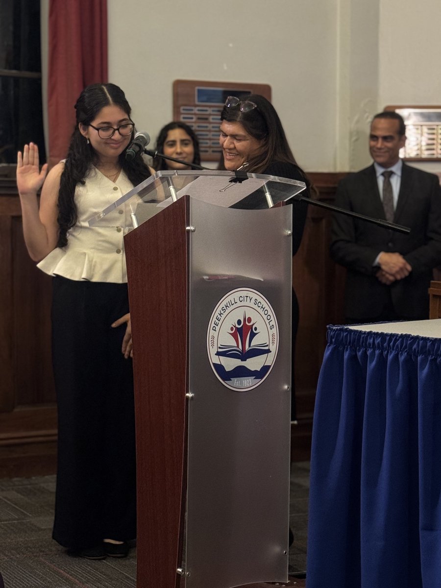PeekskillCSD's tweet photo. Congratulations to our two Ex Officio Student Board Members, Miss Ella Morel and Miss Yarel Valenzuela, who each took an oath of office at last night's Board of Education meeting! We look forward to hearing from these student representatives throughout the  year. https://t.co/WWPXdRFPPb