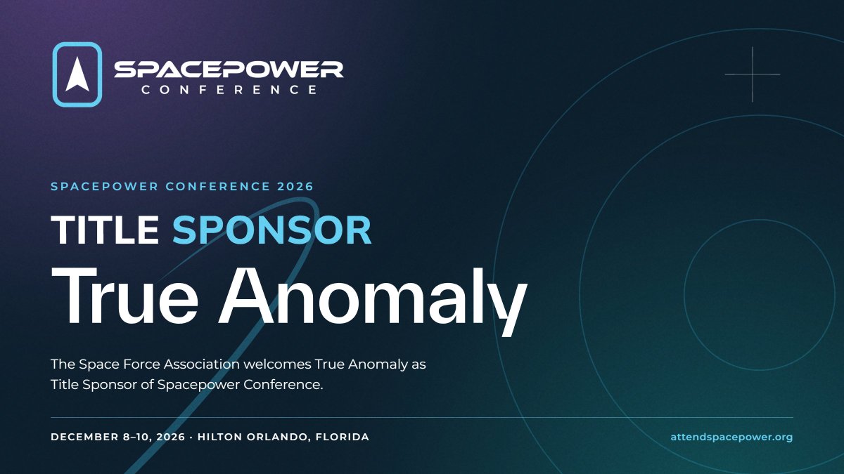 The_TrueAnomaly's tweet photo. We are proud to announce our title sponsorship of @SpaceForceAssoc's #SPC2026.

SFA serves the Guardian and Space Force community more than any other organization, and we look forward to gathering with the USSF and its partners in December. 

Register at >> https://t.co/5AZiZ5QWiS.