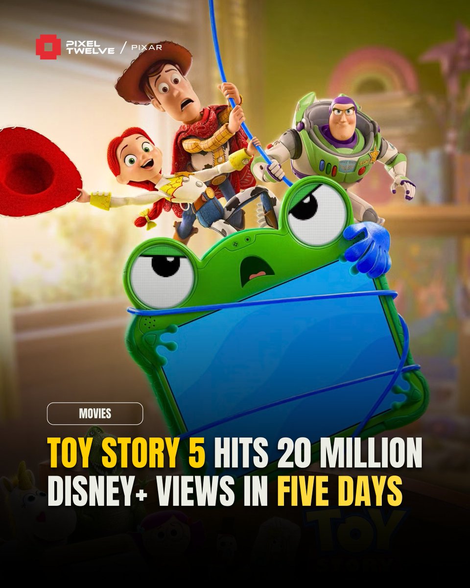 pixeltwelve's tweet photo. Toy Story 5 reached 20 million global Disney+ views in its first five days and became the service’s most-watched film during its premiere week. 

The full franchise has also passed 2 billion viewing hours on Disney+.

https://t.co/kTSK0JFJWq https://t.co/XjRU9dGdEa